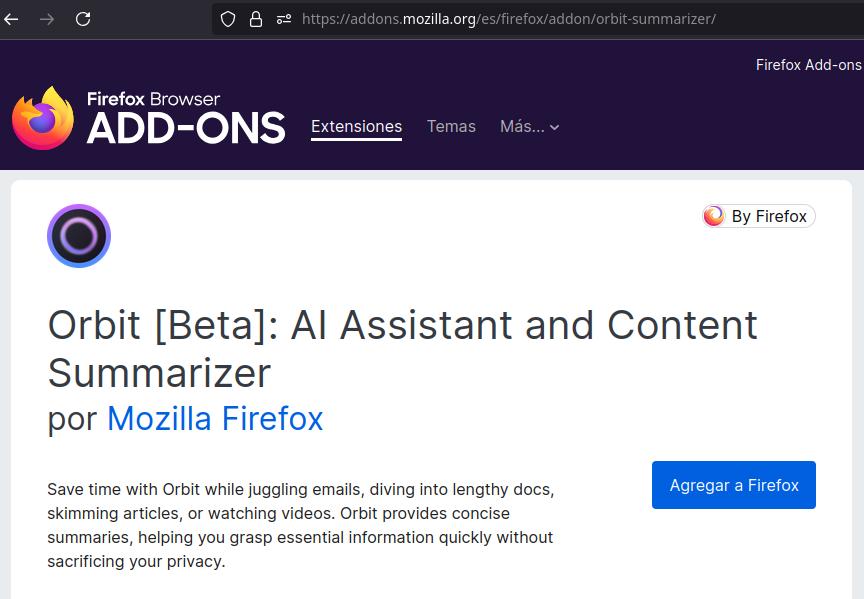 Resumir páginas y videos de YouTube con Orbit