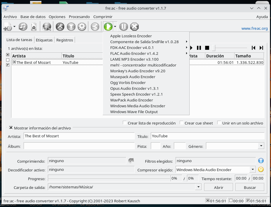 Convertidor de audio en Linux Ubuntu