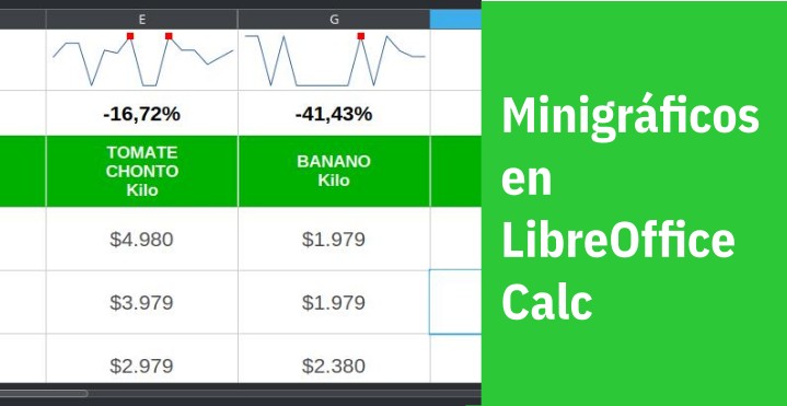 Minigráficos con el top de dos valores en LibreOffice Calc