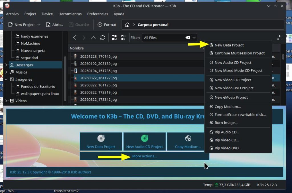 Quemar o grabar informaci贸n en CD en Linux